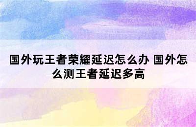 国外玩王者荣耀延迟怎么办 国外怎么测王者延迟多高